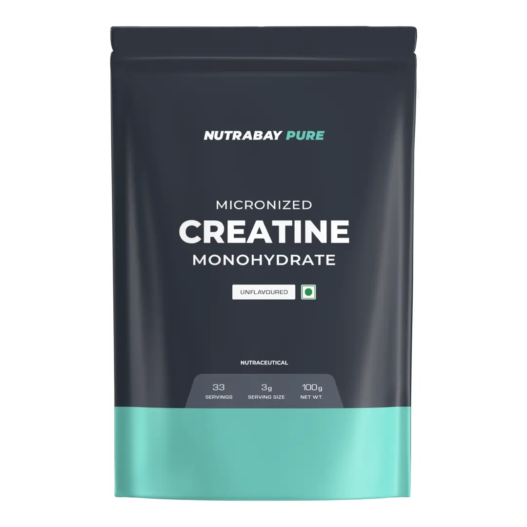 Nutrabay Pure Micronised Creatine Monohydrate for Muscle Repair & Recovery and Supports Athletic Performance - 100 gm