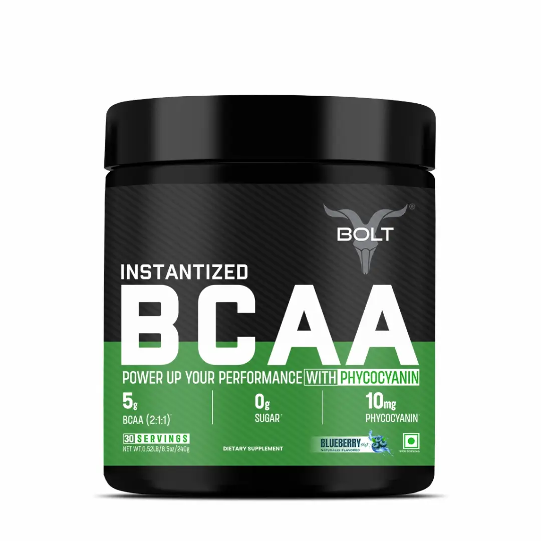 Bolt Nutrition Instantized BCAA 2:1:1 for Pre/Intra/Post Workout  - Blueberry Blast,240 gm