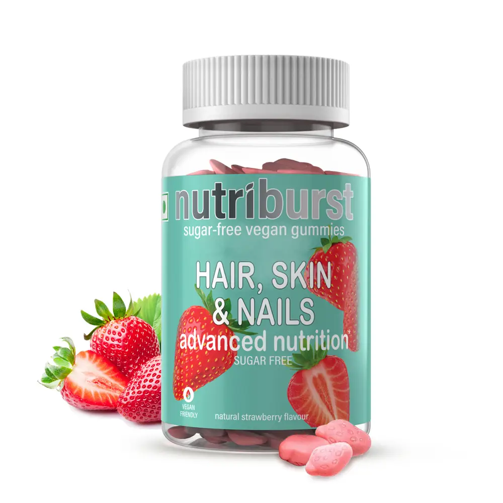 Nutriburst Hair, Skin and Nails with Biotin for Hair Growth - Pack of 1(60 Gummies)