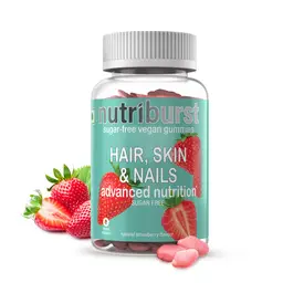 Nutriburst - Hair, Skin & Nails Gummies | Enriched with Biotin | 60 Strawberry flavored Gummies icon