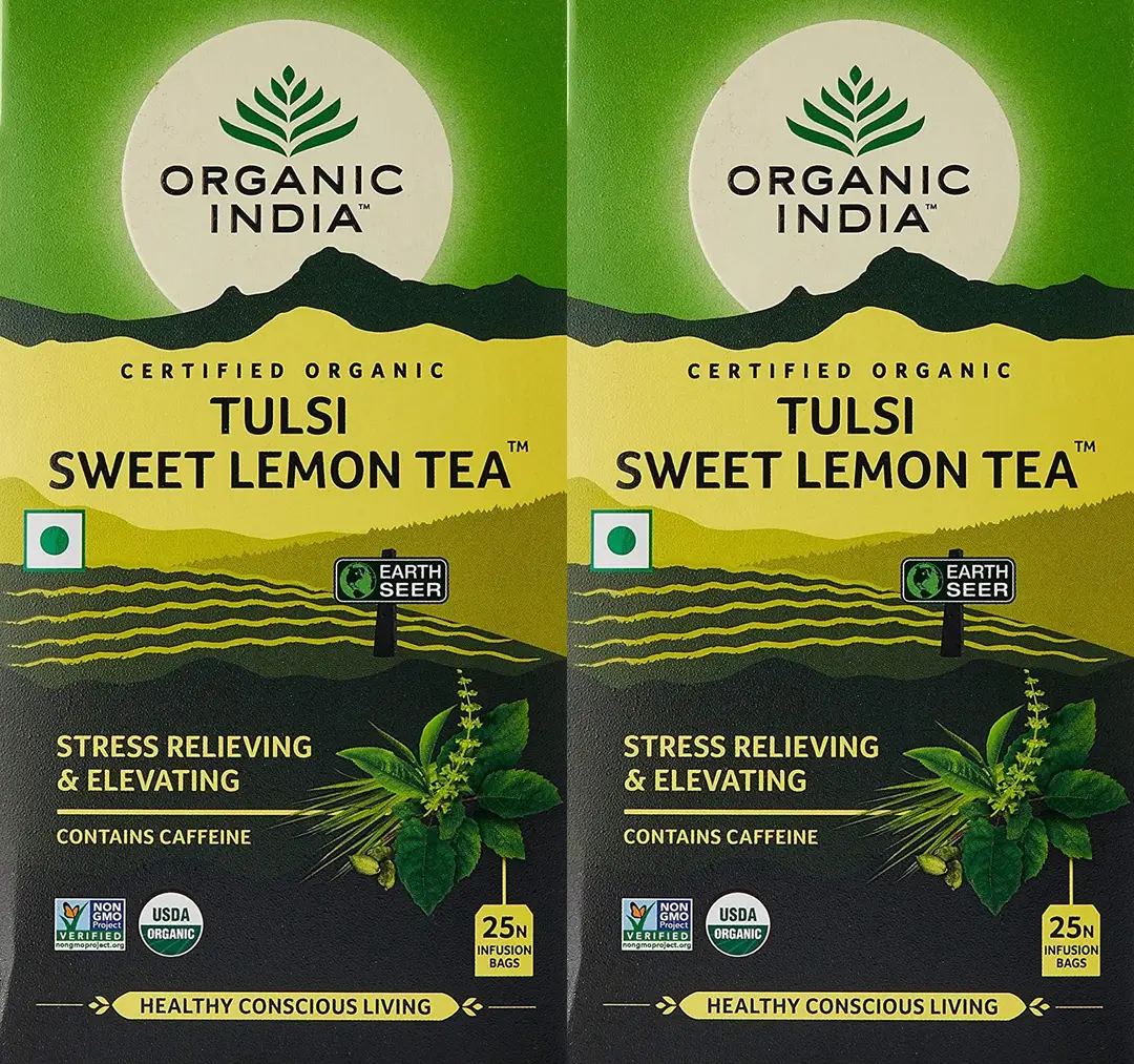 Organic India Tulsi Sweet Lemon - Pack of 2 (50 Tea Bags)