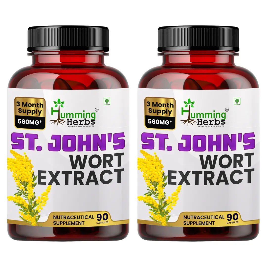 Humming Herb St. John's Wort Extract for Healthy Mood and Emotional Balance - Pack of 2 (180 Capsules)