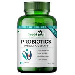 Simply Herbal 50 Billion CFU Strains Probiotics with 14 Digestive Enzymes for Strong Immunity, Gut Health & Boost Metabolism icon