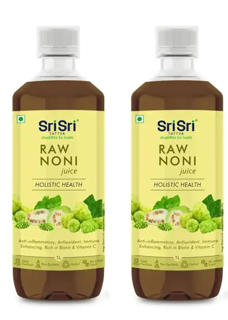 Sri Sri Tattva Raw Noni Juice - Holistic Health - High in Nutrient, Rich in Vitamin C, Biotin and Minerals, helps support your immune system - Pack of 2 (2000 ml)