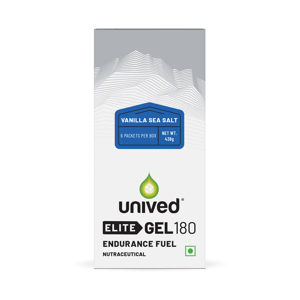 Unived Elite Gel 180 for Instant And Sustained Energy - Pack of 1 (6 Sachets) Vanilla Sea Salt