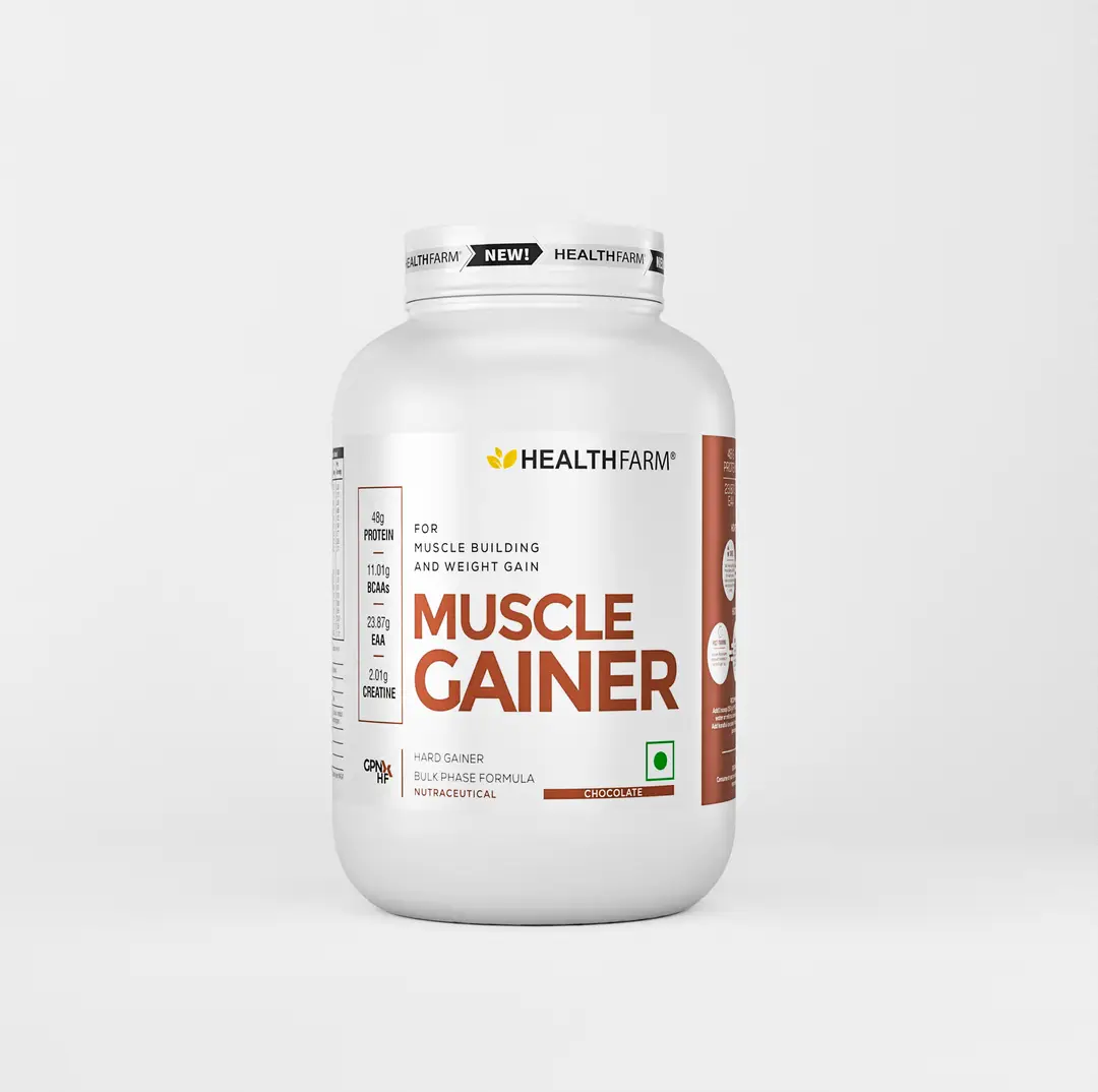Healthfarm Muscle Gainer for Muscle Building and Weight Gain - Chocolate,1 Kg