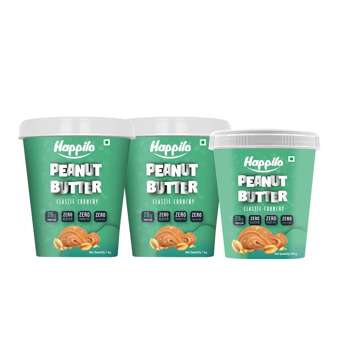Happilo Classic Peanut Butter for Weight Management - Classic Crunchy,2510 gm
