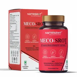 NUTRISROT̖ - MECO-SROT̖ - With Vitamin B2, B3, B6 and L-methyl folate - For Brain Health, RBC Production, Energy and Mood Booster | 100 Chewable Tablets | Spearmint Flavour icon