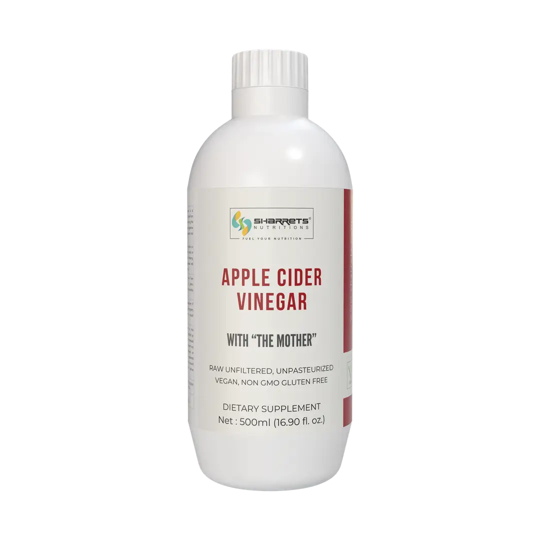 Sharrets - Organic Apple Cider Vinegar with Mother - For Weight Loss, Skin, Hair - Fat Free - Pack of 1 (500 ml)