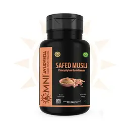 Omni Ayurveda - Safed Musli Capsules - Ashwagandha and Gokhru Extract - Improved Sexual Health and Enhanced Strength And Stamina - 60 Capsules icon