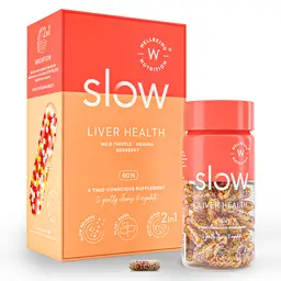 Wellbeing Nutrition - Slow - Liver Health - with High Strength Milk Thistle, Arjuna - for Complete Liver Detox, Alcohol Detox icon