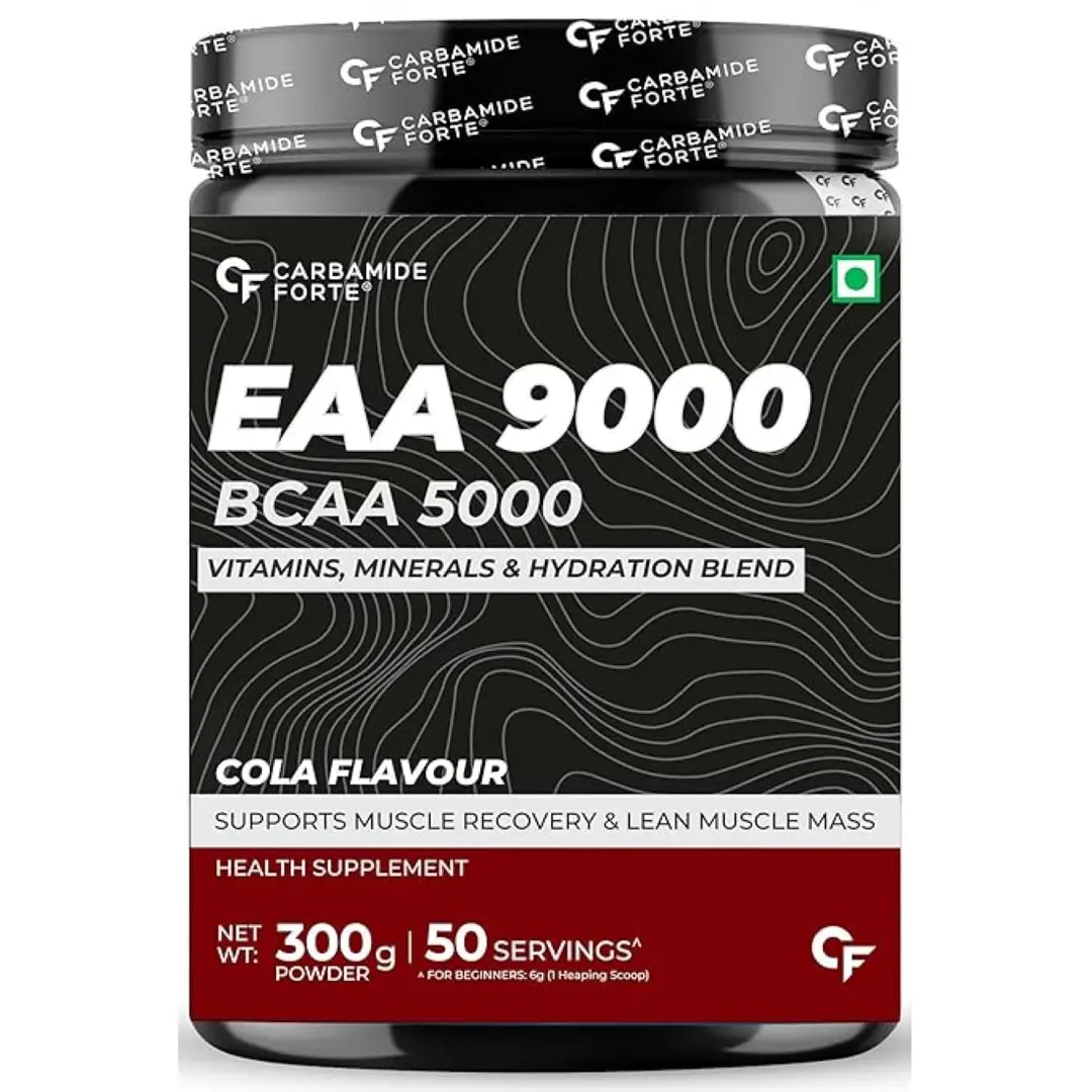 Carbamide Forte EAA 9000mg with Hydration Blend and Vitamins for Muscle Recovery - Cola,300 gm