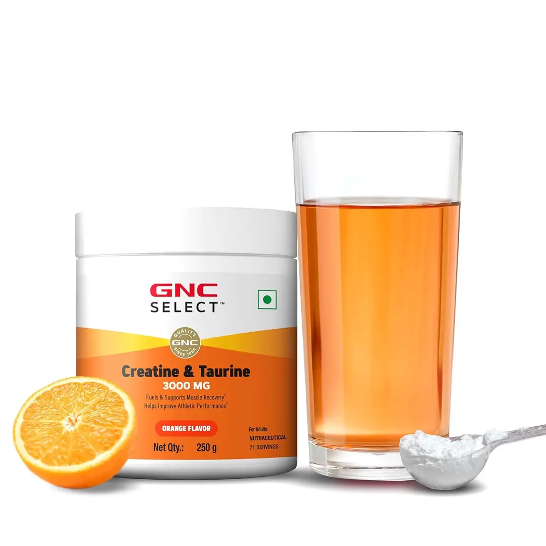 GNC Select Creatine & Taurine for Athletic Performance and Muscle Recovery - Orange,250 gm