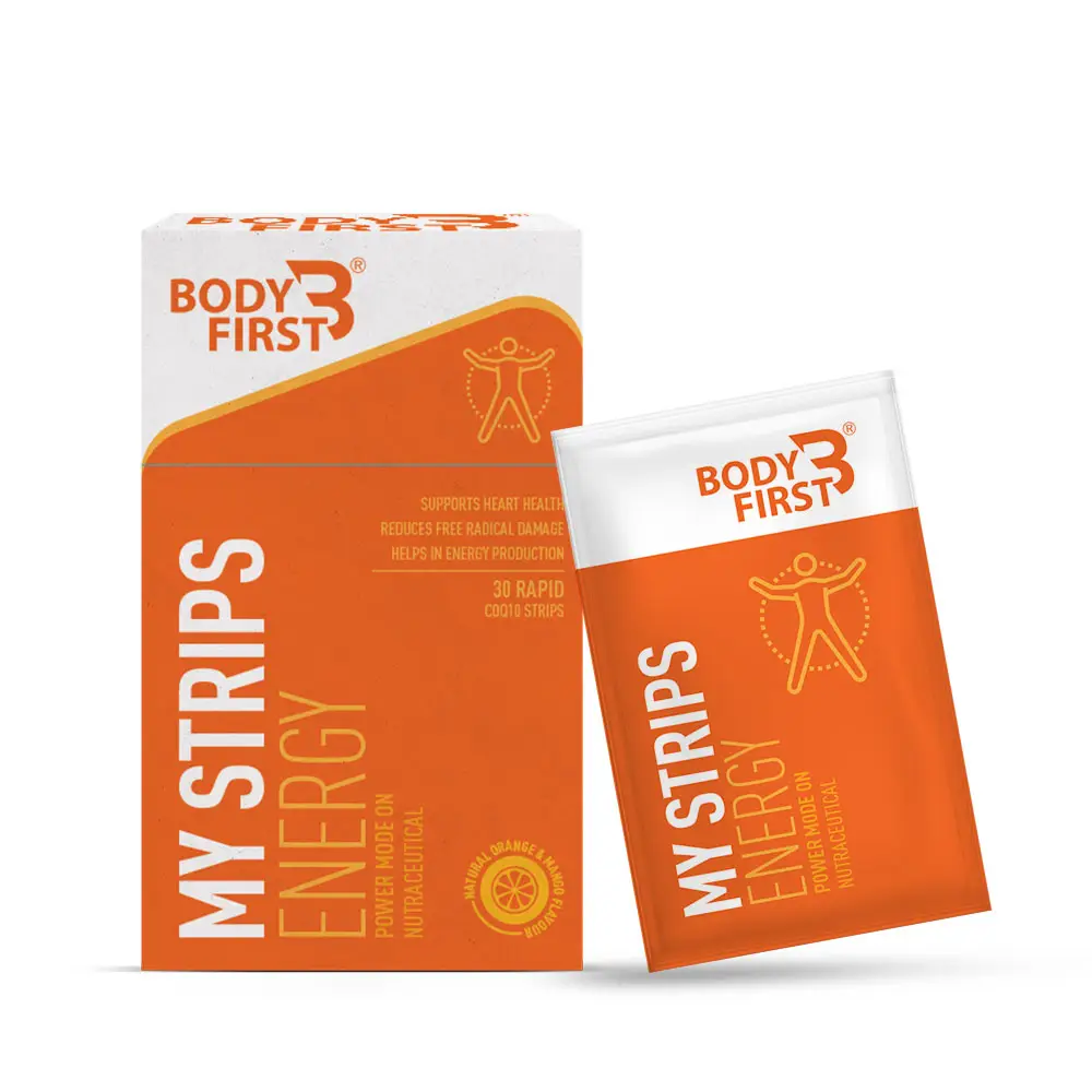 Bodyfirst My Strips - Energy- 30 Strips - Supports Heart Health, Reduces Free Radial Damage, Helps in energy production - Pack of 1 (30 Strips)