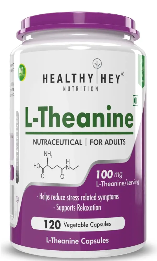 HealthyHey - Nutrition L-Theanine 100mg- Support Relaxation - 120 Capsules - Pack of 1 (120 Capsules)