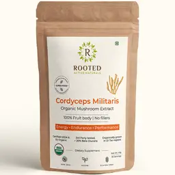 Rooted Active Naturals Cordyceps Militaris Mushroom Extract for Energy, Testosterone and Lung Health
