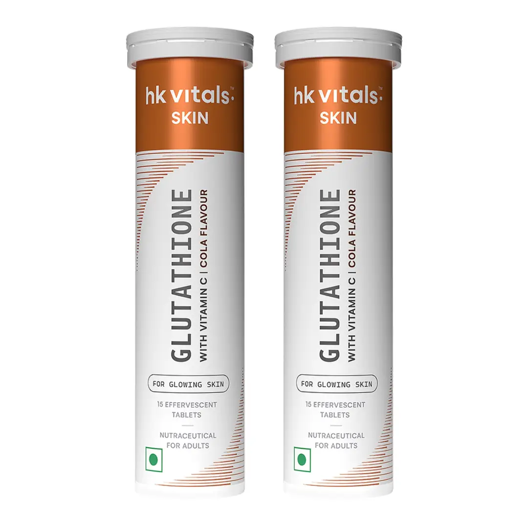 hk vitals Glutathione (Lemon, 15 Effervescent Tablets) | L-Glutathione Tablets with Vitamin C & E | For Skin Glow & Hydration - Cola,30 Effervescent Tablets