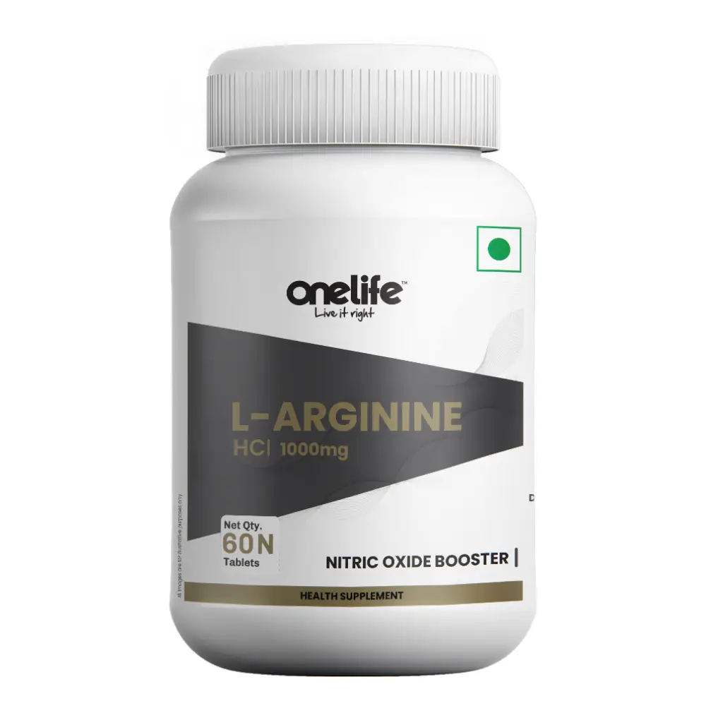Onelife - L-Arginine 1000mg Nitric Oxide Booster Supplement - Pack of 1 (60 Tablets)