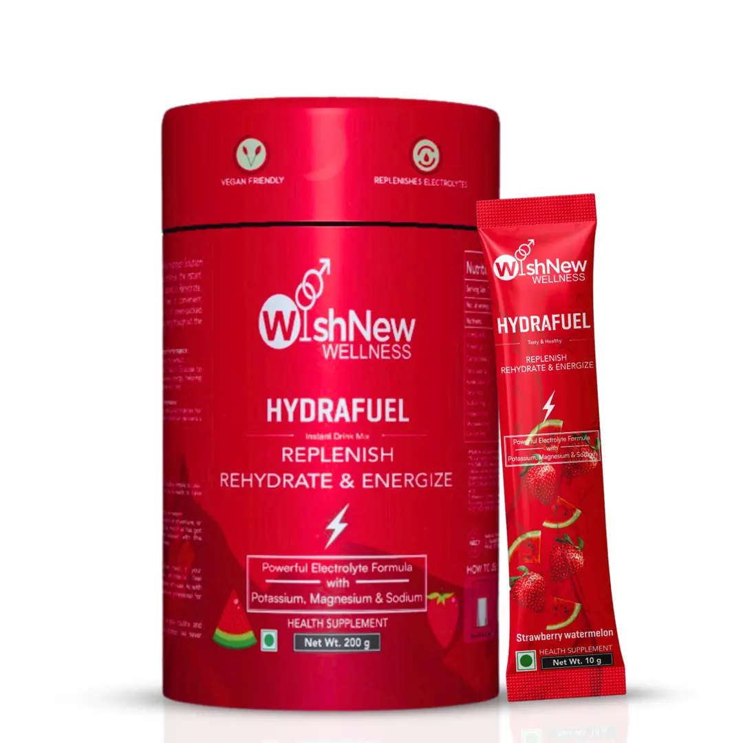 Wishnew Wellness Hydrafuel for Replenish, Rehydrate and Energize - Strawberry & Watermelon (200gm)