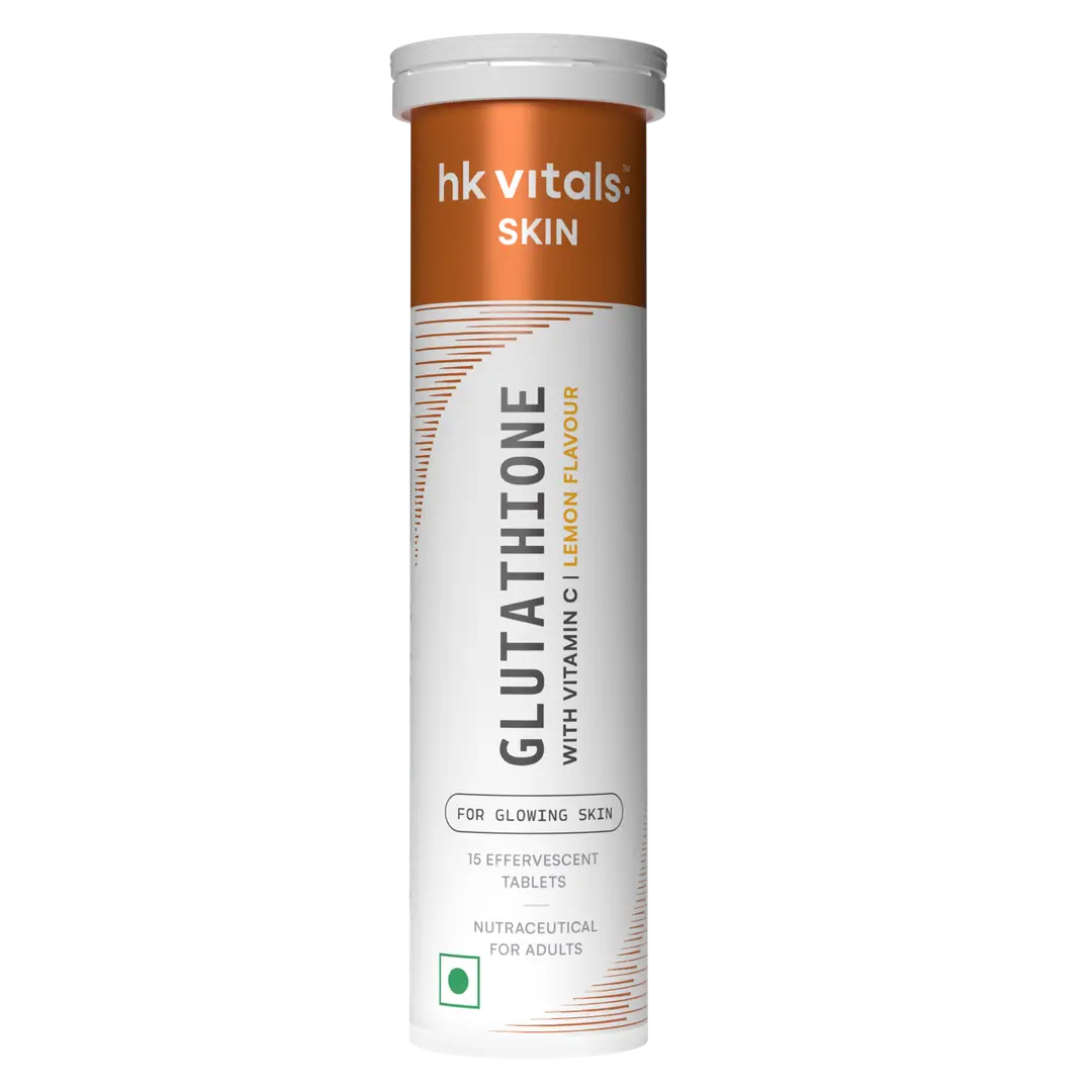hk vitals Glutathione (Effervescent Tablets) | L-Glutathione Tablets with Vitamin C & E | For Skin Glow & Hydration - Lemon,15 Effervescent Tablets