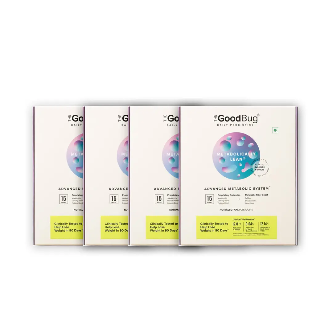The Good Bug Advance Metabolic System with L- Carnitine Tartrate & Prebiotics Fiber Blend for Weight Management and Boosts Metabolism - Pack of 4 (60 Sachets)