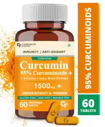 Carbamide Forte - Curcumin with Piperine Tablets with 95% Curcuminoids | Immunity Boosters Tablet for Adults with Curcuma Longa, Turmeric Powder & Ginger – 60 Veg Tablets icon