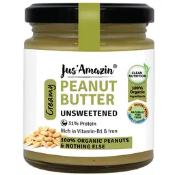 Jus Amazin - Organic Peanut Butter - with 100% Organic Peanuts for Rich in Vitamin B1 and Iron icon