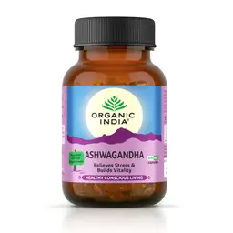 Organic India: Ashwagandha Capsules, Powerful Anti-Stress Agent, Safe for long use icon