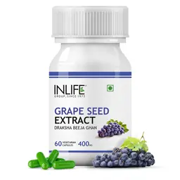 INLIFE - Grape Seed Extract (Proanthocyanidins > 95%) Antioxidant, 400 mg - 60 Vegetarian Capsules icon