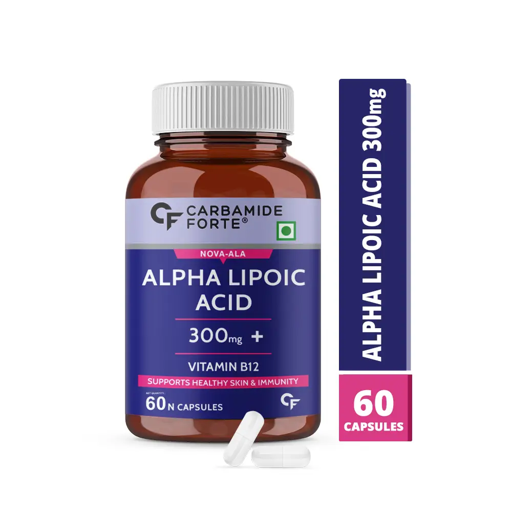 Carbamide Forte Alpha Lipoic Acid 300mg with Vitamin B12 for Max Absorption - Pack of 1(60 Capsules)