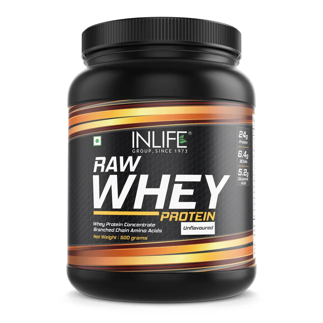 INLIFE - 100% Raw Whey Protein Powder Concentrate Instantized - Unflavoured,500 gm