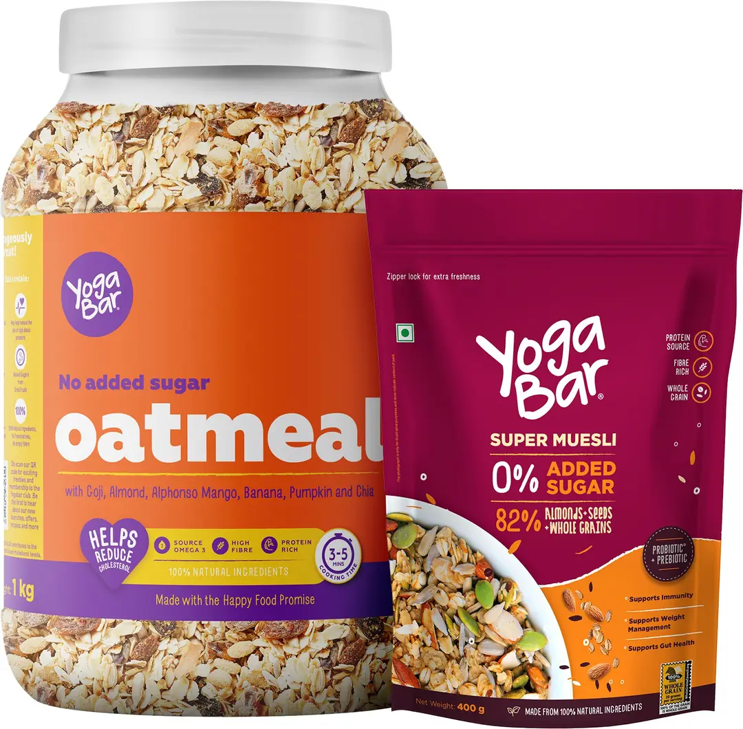 Buy Yogabar High Protein Veggies Masala Oats 1kg - Rolled Oats 400g