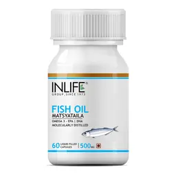 INLIFE - Fish Oil Omega 3 EPA 180mg DHA 120mg for Men Women 500mg - 60 Liquid Filled Capsules icon