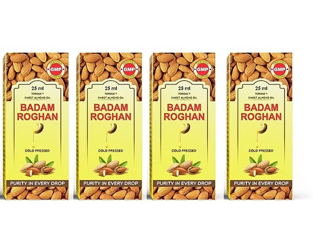 Torque - Badam Roghan Oil - with Sweet Almond Oil - for Hair And Skin - Pack of 4 (100 ml)