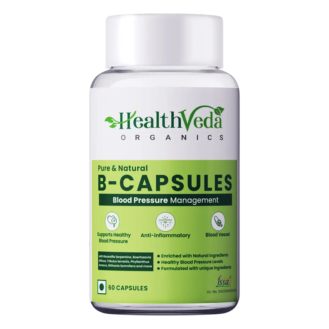 Health Veda Organics - B Capsules - With Rauwolfia serpentina root powder - For Blood Pressure & Heart Health Support - Pack of 1 (60 Capsules)