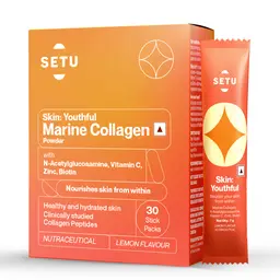 Setu Skin: Youthful Collagen Powder | Hydrolysed Marine Collagen Peptides with N-Acetylglucosamine, Vit C, Zinc and Biotin | Improves Skin Hydration, Elasticity & Texture |Lemon Flavour icon
