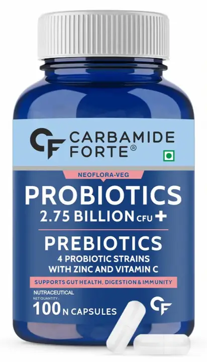 Carbamide Forte Probiotics Supplement 2.75 Billion for Gut Health and Digestion - Pack of 1(100 Capsules)