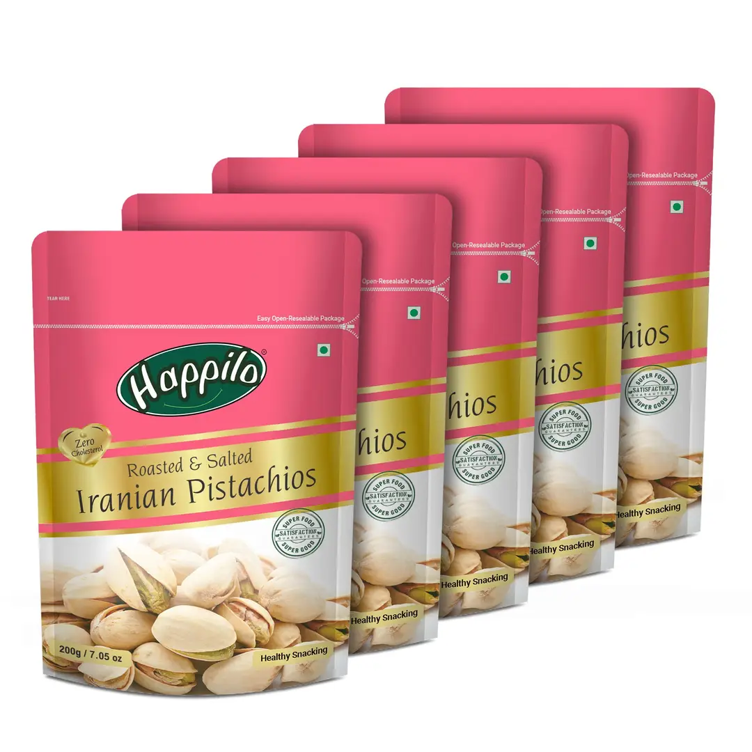 Happilo Premium Iranian Roasted & Salted Pistachios - Pack of 5 (1000 gm)