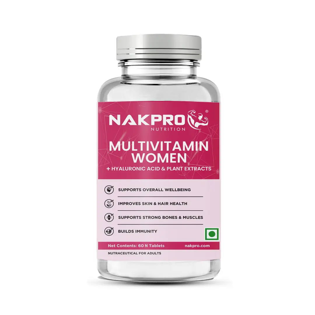 Nakpro Multivitamin for Women with Biotin, Calcium, Zinc, Magnesium for Overall Wellness - Pack of 1 (60 Tablets)