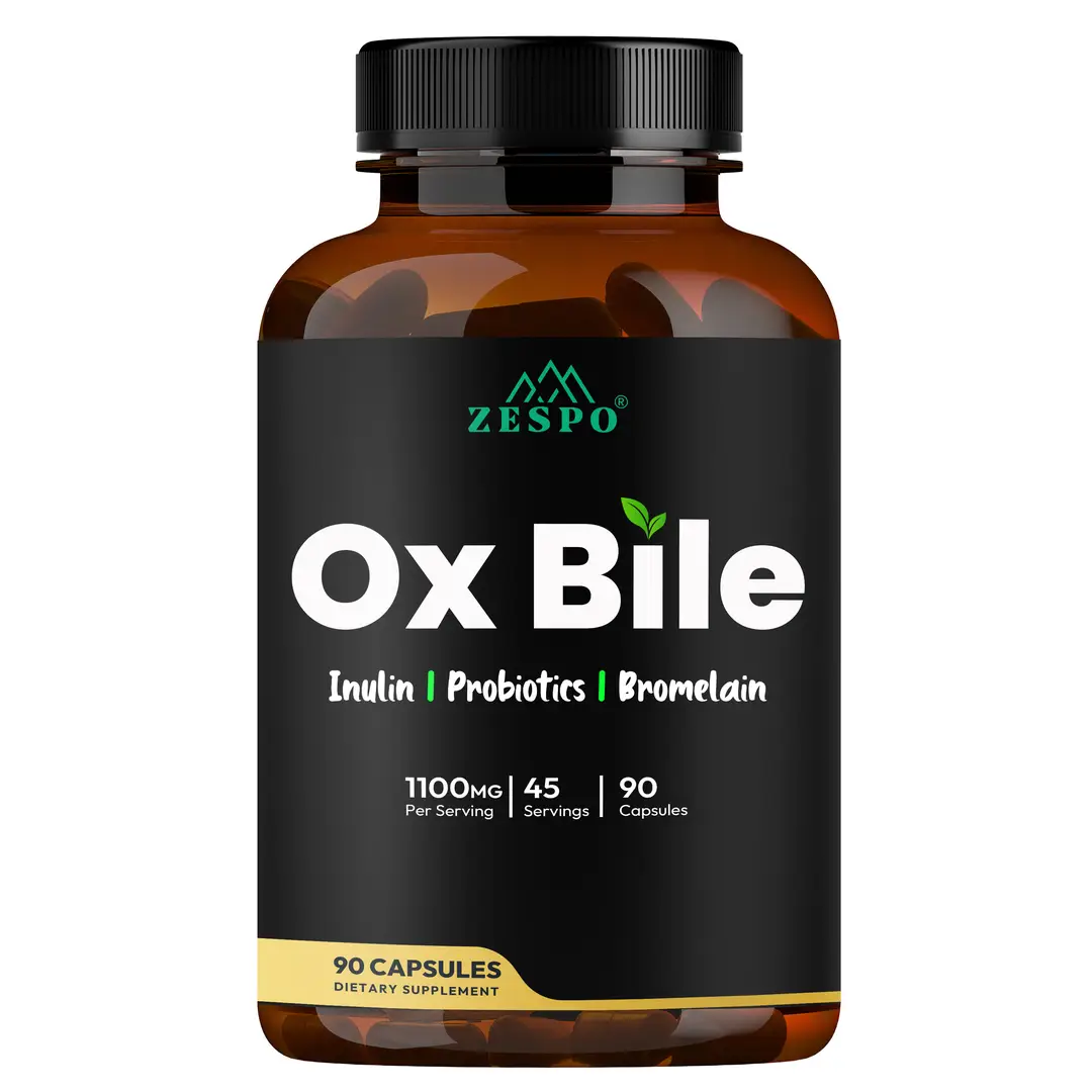 Zespo OX Bile 1100mg with Inulin, Probiotics & Bromelain for Digestion - Pack of 1 (90 Capsules)