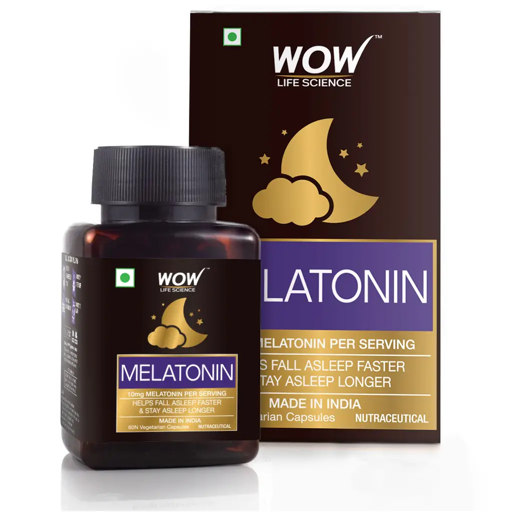 WOW Life Science - Melatonin - 3mg - 60 Vegetarian Capsules - Pack of 1 (60 Capsules)