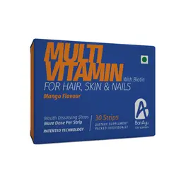 BonAyu Multivitamin Mouth Dissolving Strips for Beautiful Hair Skin & Nails with Biotin - Mango Flavour icon