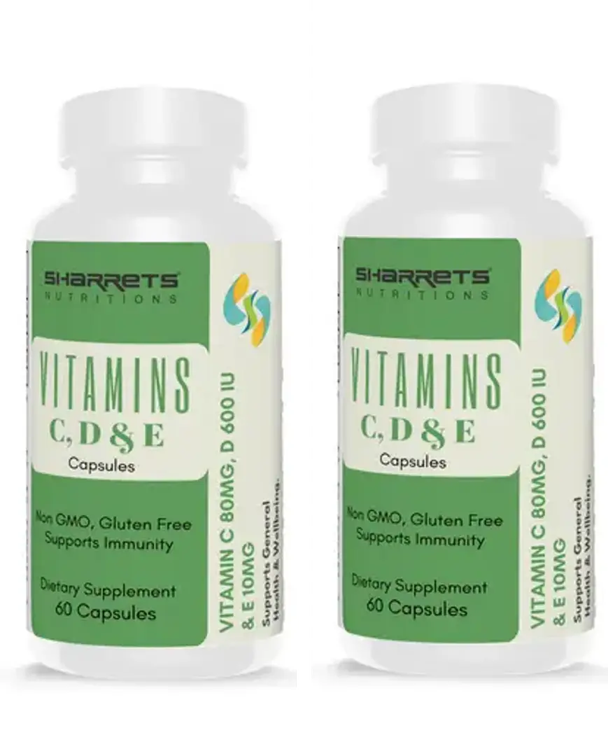 Sharrets - Vitamin C D & E, Immunity Supplement - Pack of 2 (120 Capsules)