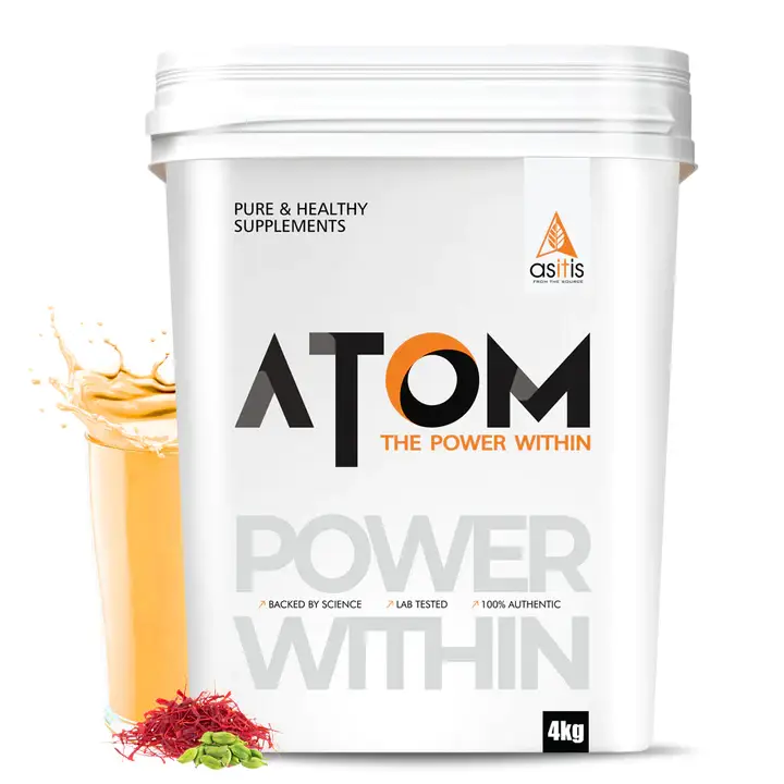 AS-IT-IS Atom Whey Protein with Digestive Enzymes for Building Strength And Endurance - Kesar Elaichi (4000 gm)
