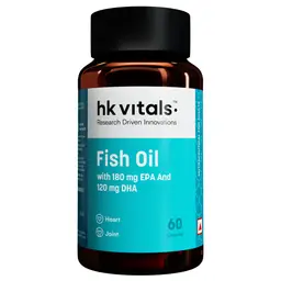 hk vitals Fish Oil Capsules For Men And Women (1000 mg Omega 3 with 180 mg EPA & 120 mg DHA), for Brain, Heart, Eyes, and Joints Health, Omega 3 Fish Oil Capsules