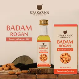 UPAKARMA Ayurveda Pure and Natural Cold Pressed Sweet Almond/Badam Rogan Oil Promotes Healthy Looking Skin, Hair, and Nails - 100ml icon