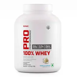 GNC Pro Performance 100% Whey Protein Powder | Boosts Strength & Endurance | Builds Lean Muscles | Fastens Muscle Recovery | Formulated In USA | 24g Protein | 5.5g BCAA icon