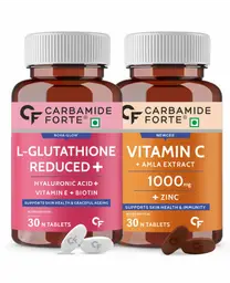 Carbamide Forte - Japanese Reduced L Glutathione 500mg Tablets with Vitamin C from Amla Extract | Combo Pack for Skin Health – 30 Veg Tablets Each icon