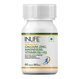 INLIFE - Calcium Magnesium Zinc Vitamin D K2 Folic Acid & B12 Vegetarian Tablets, Bone & Joint Support Supplement | Calcium Supplement