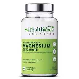 Health Veda Organics High Absorption Magnesium Glycinate 550mg - For Sleep, Nerve & Muscle Health (60 Capsules) icon